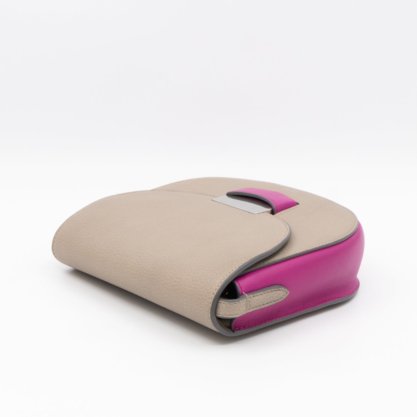 Trotteur Bag Small Grey & Pink Grained Calfskin Leather