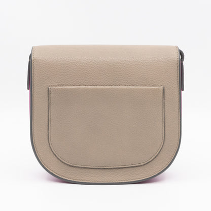 Trotteur Bag Small Grey & Pink Grained Calfskin Leather