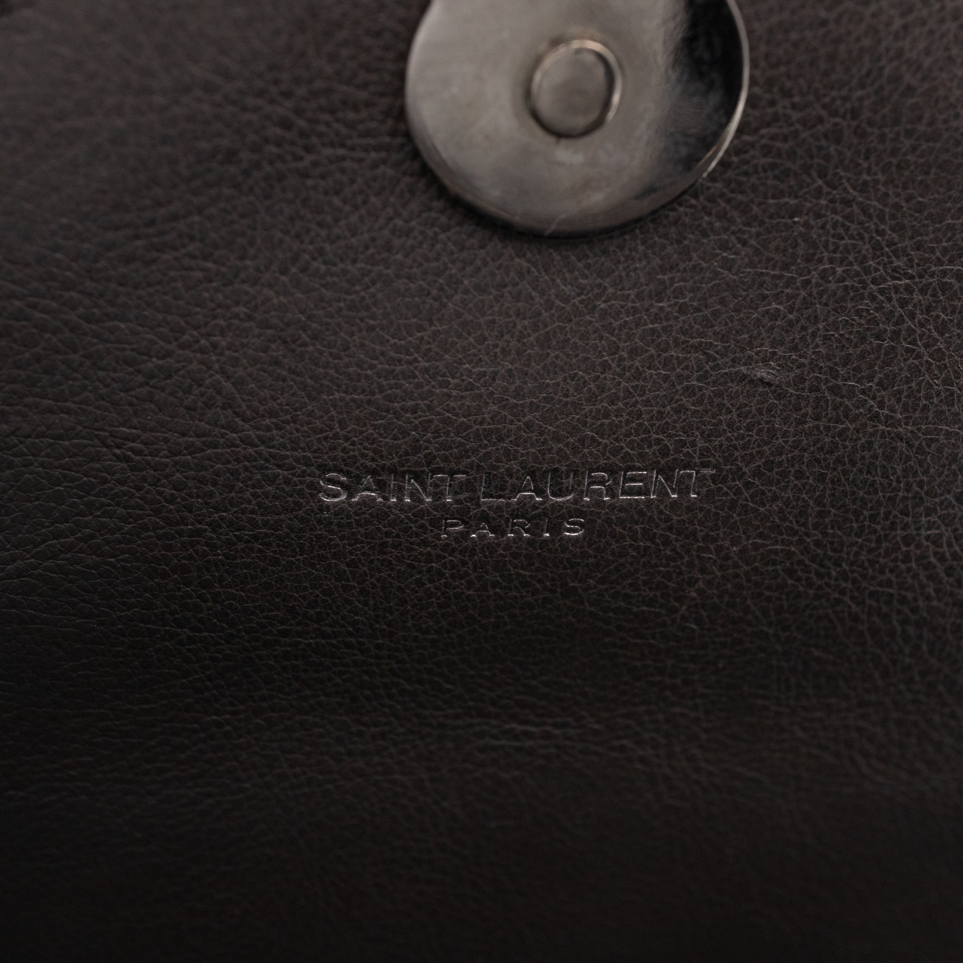 College Medium Chevron Quilted Gray Leather