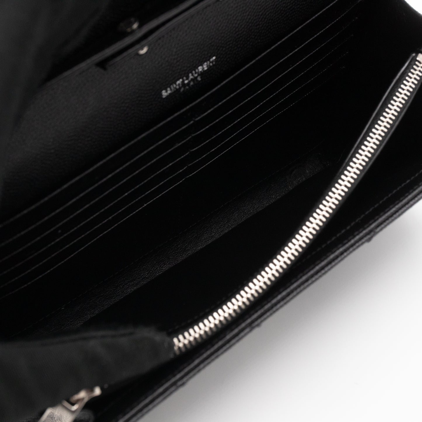 Cassandre Chain Wallet On Chain Black Grained Leather Silver