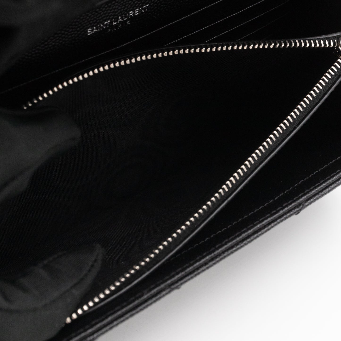 Cassandre Chain Wallet On Chain Black Grained Leather Silver