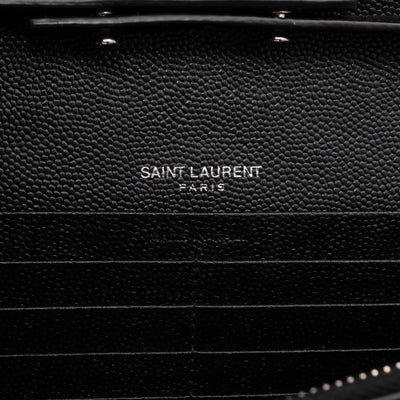 Cassandre Chain Wallet On Chain Black Grained Leather Silver