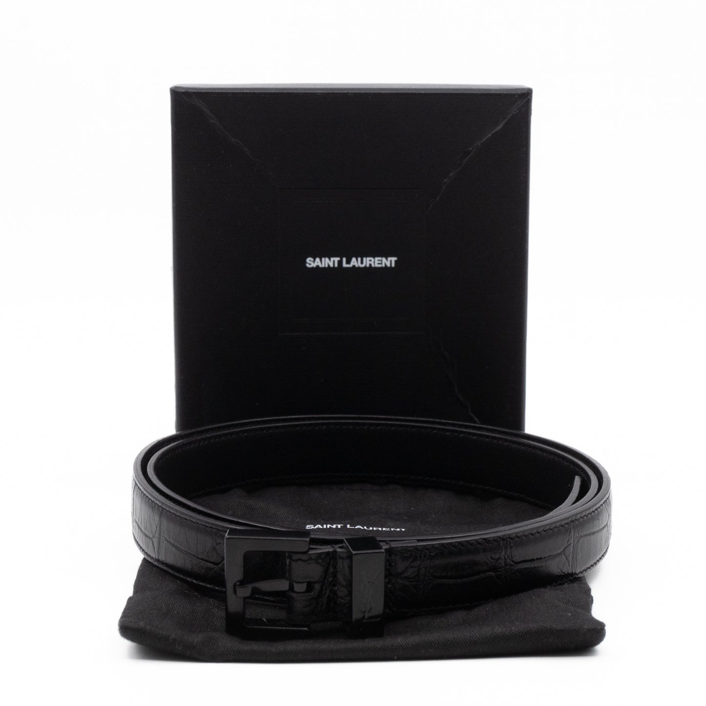 Slim Belt Black Croc Embossed 85/34