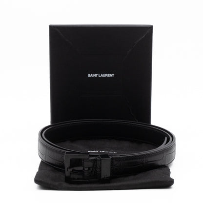 Slim Belt Black Croc Embossed 85/34