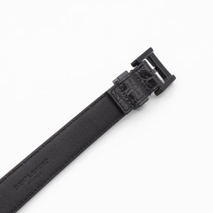 Slim Belt Black Croc Embossed 85/34