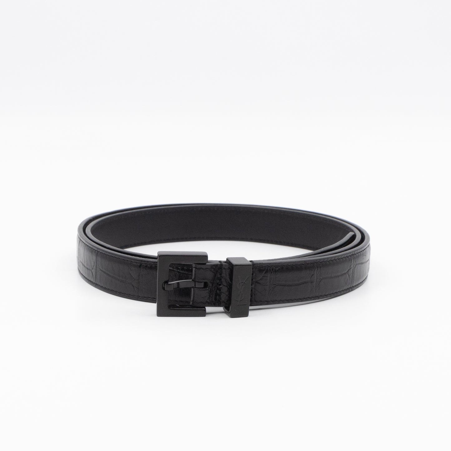 Slim Belt Black Croc Embossed 85/34