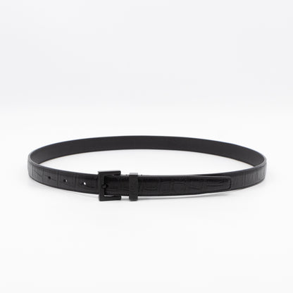 Slim Belt Black Croc Embossed 85/34