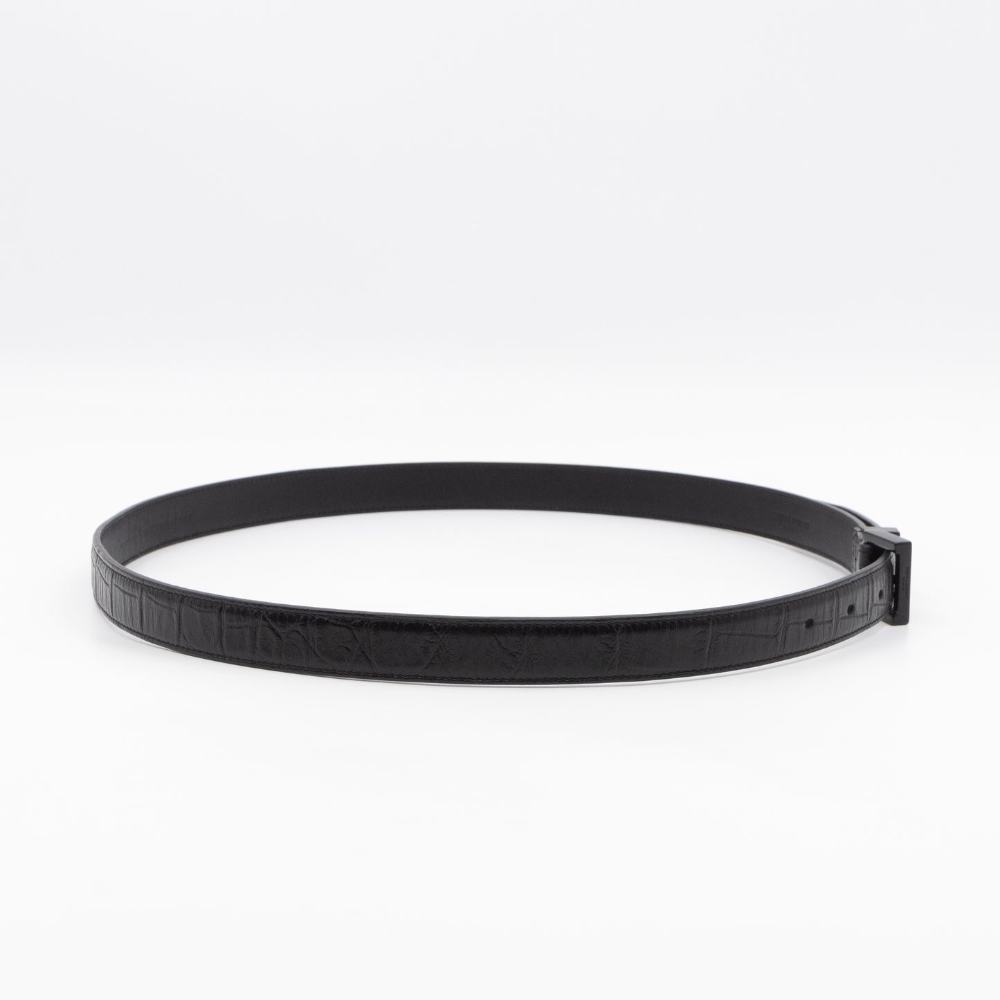 Slim Belt Black Croc Embossed 85/34