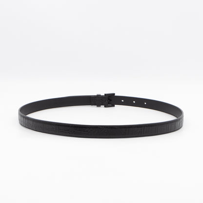 Slim Belt Black Croc Embossed 85/34