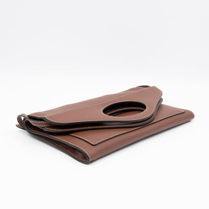 Pocket Clutch Bag Brown Leather