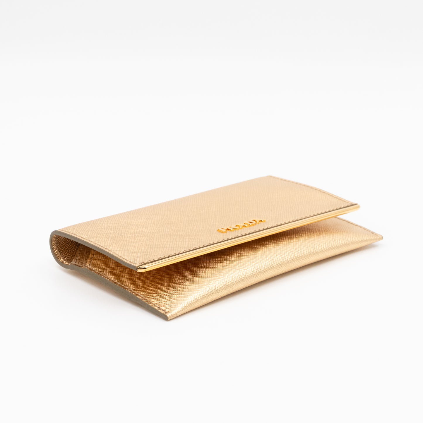 Metal Saffiano Wallet Gold Leather