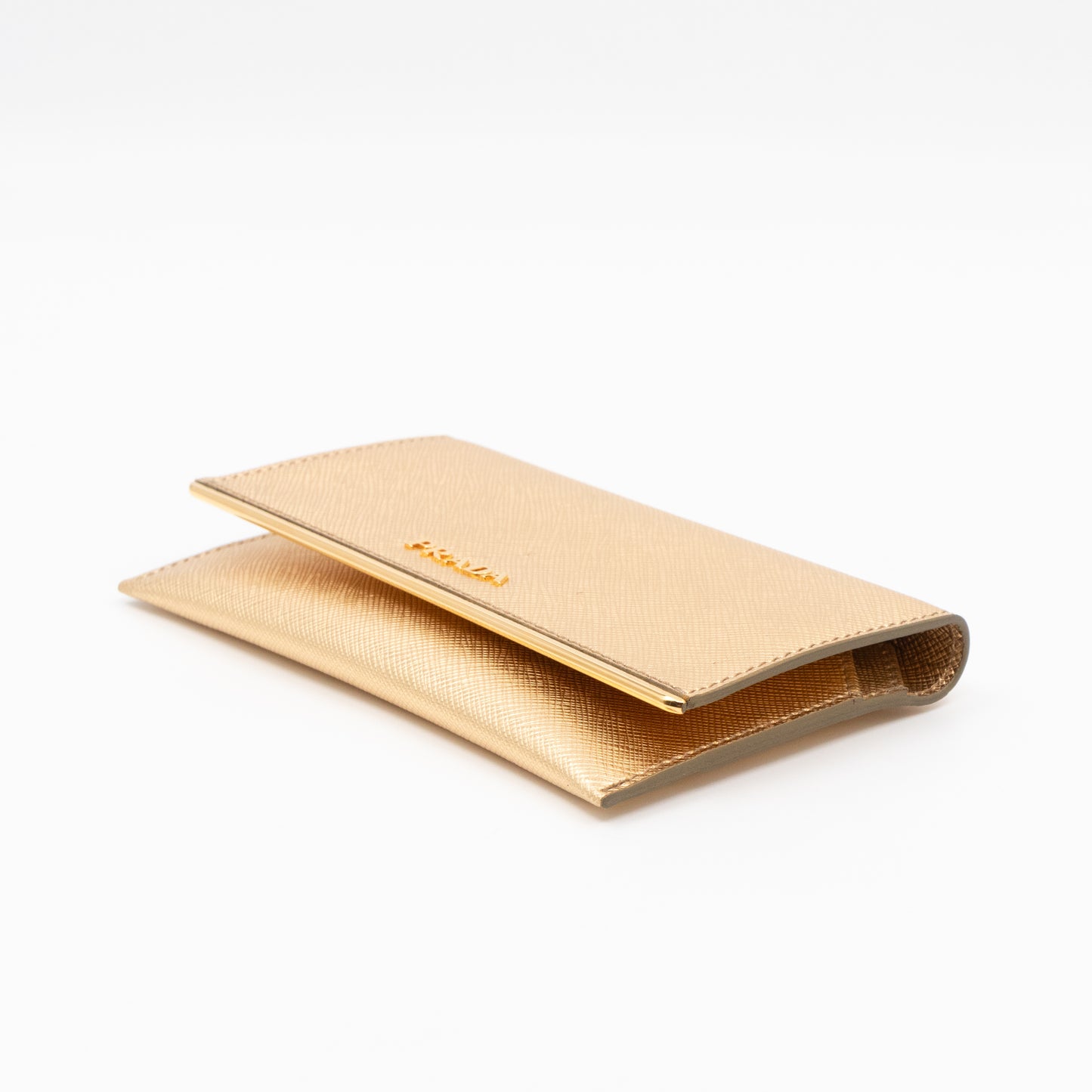 Metal Saffiano Wallet Gold Leather