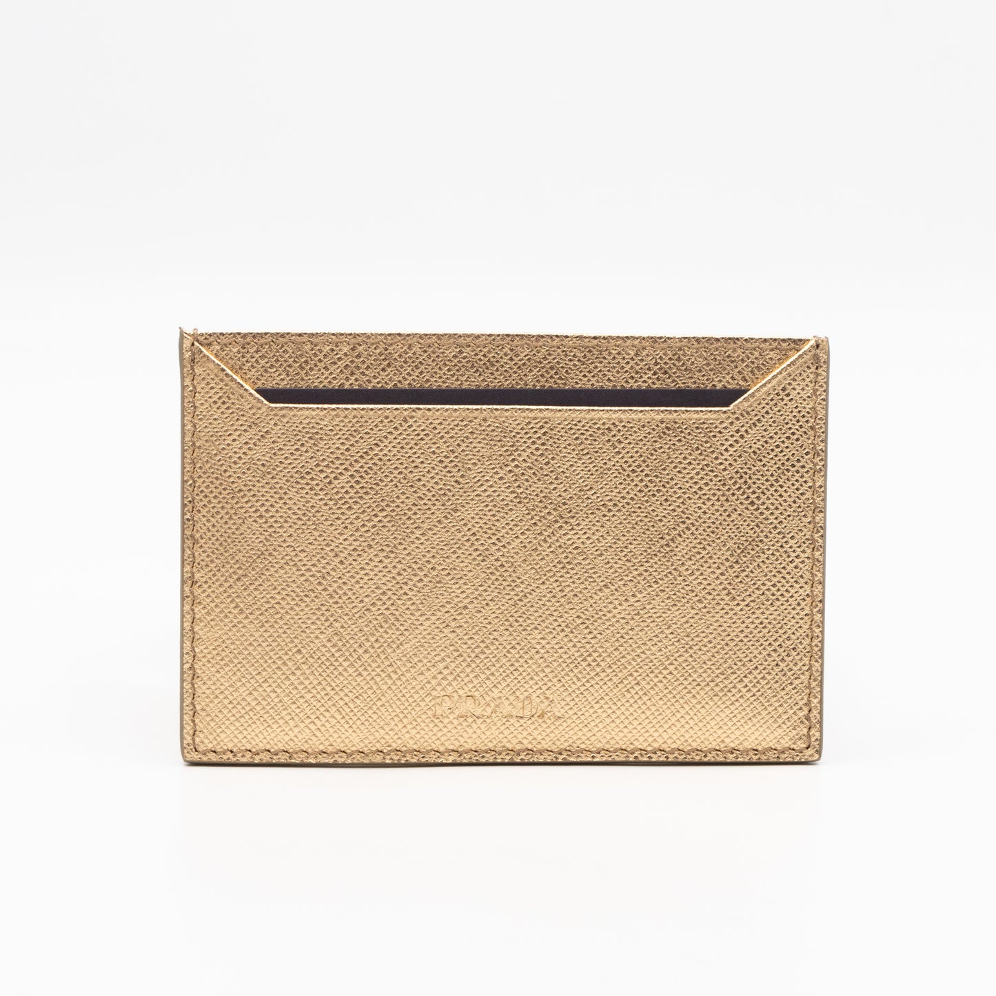 Metal Saffiano Wallet Gold Leather