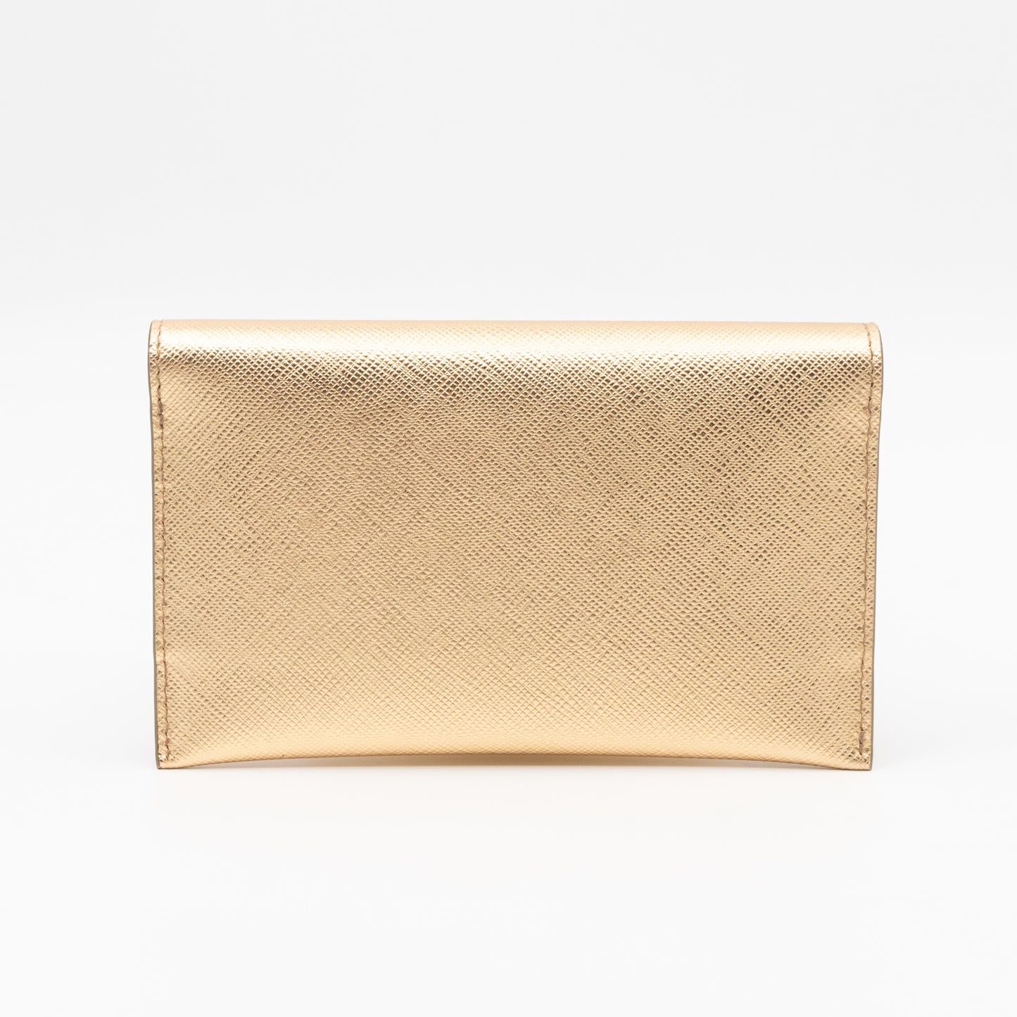 Metal Saffiano Wallet Gold Leather