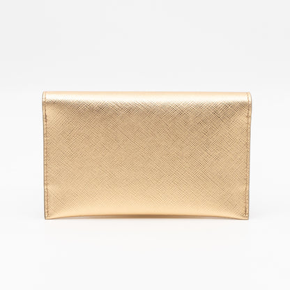 Metal Saffiano Wallet Gold Leather