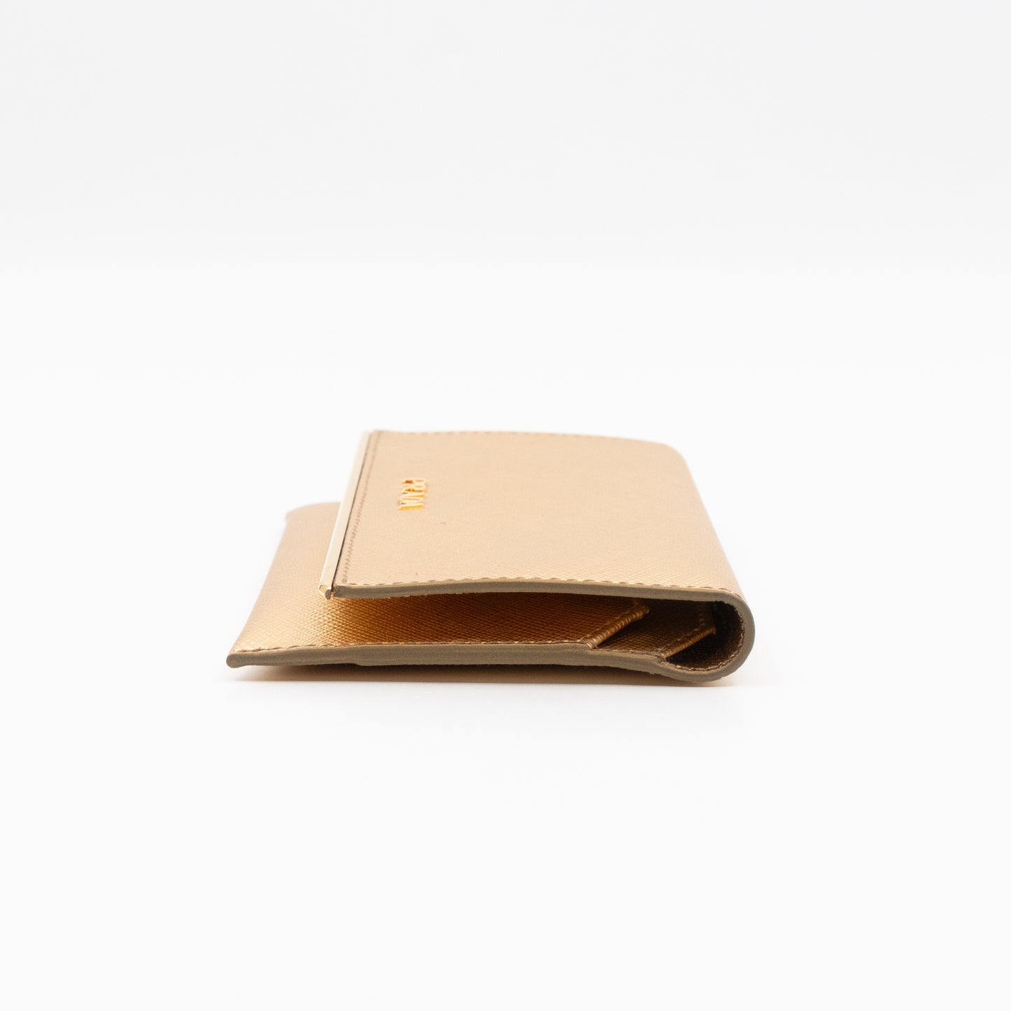 Metal Saffiano Wallet Gold Leather