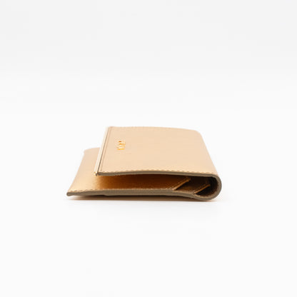 Metal Saffiano Wallet Gold Leather