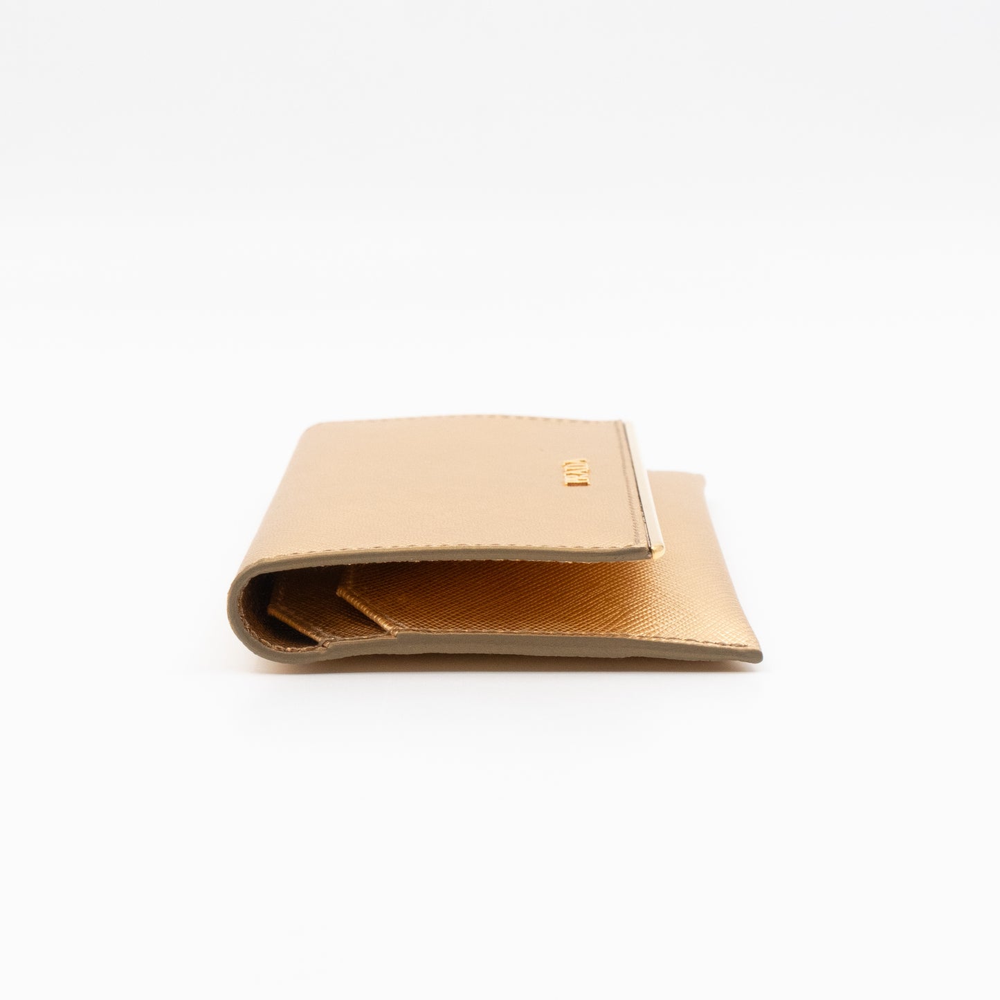 Metal Saffiano Wallet Gold Leather