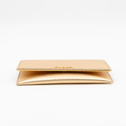 Metal Saffiano Wallet Gold Leather