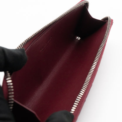 Slim Pencil Case Burgundy Intrecciato Leather