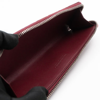 Slim Pencil Case Burgundy Intrecciato Leather