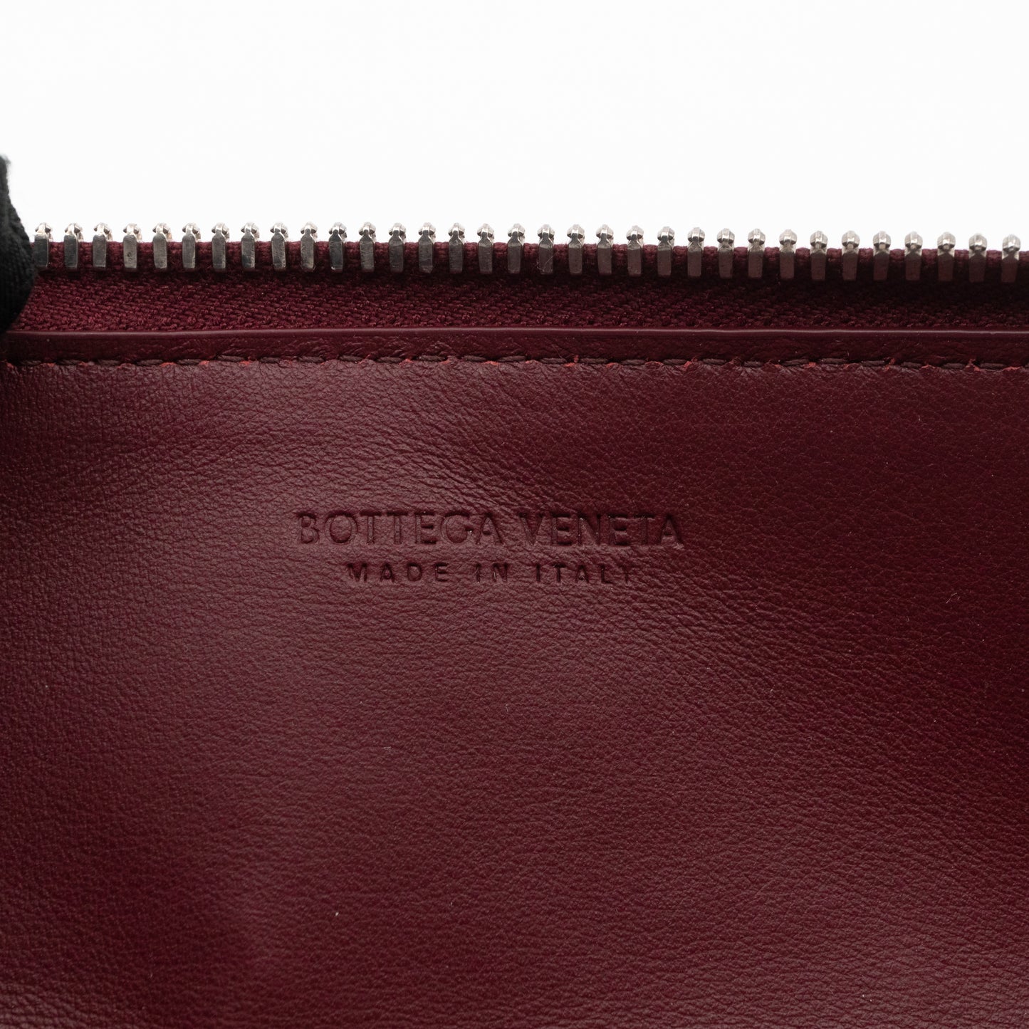 Slim Pencil Case Burgundy Intrecciato Leather