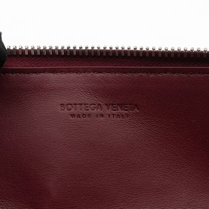 Slim Pencil Case Burgundy Intrecciato Leather