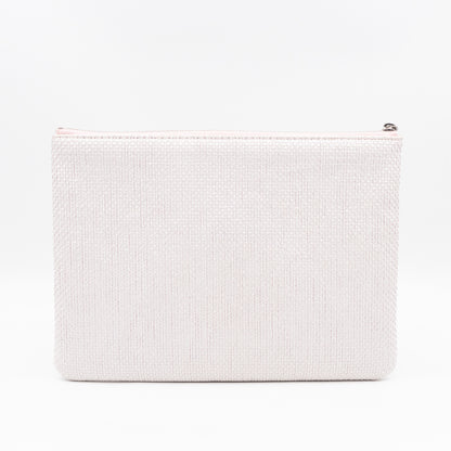 Large Deauville Pouch Light Pink Raffia