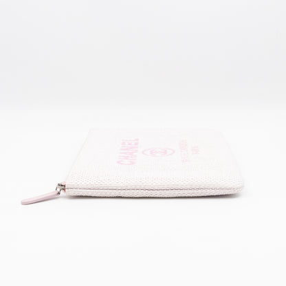 Large Deauville Pouch Light Pink Raffia