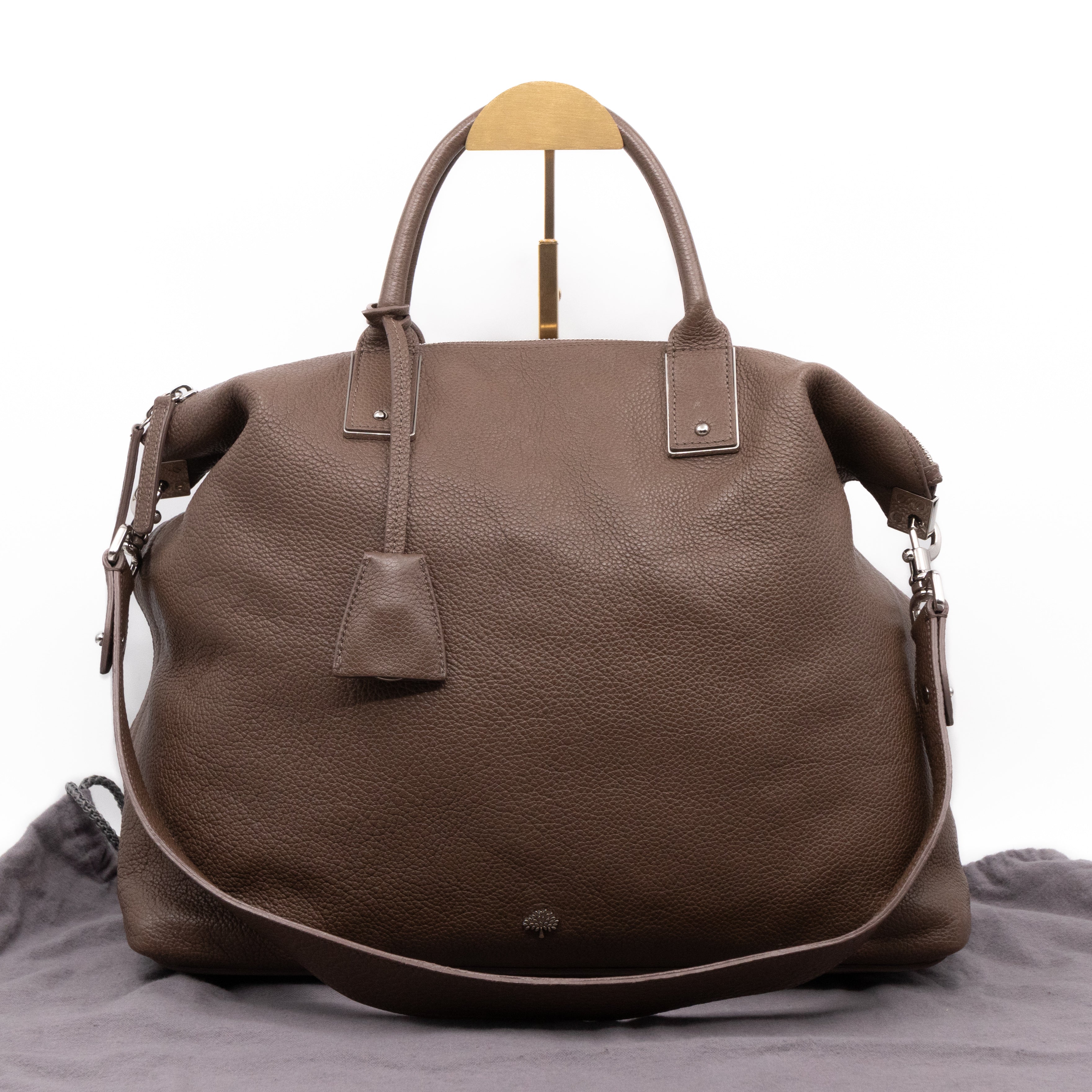 Large Alice Zipped Tote Brown Grain Leather
