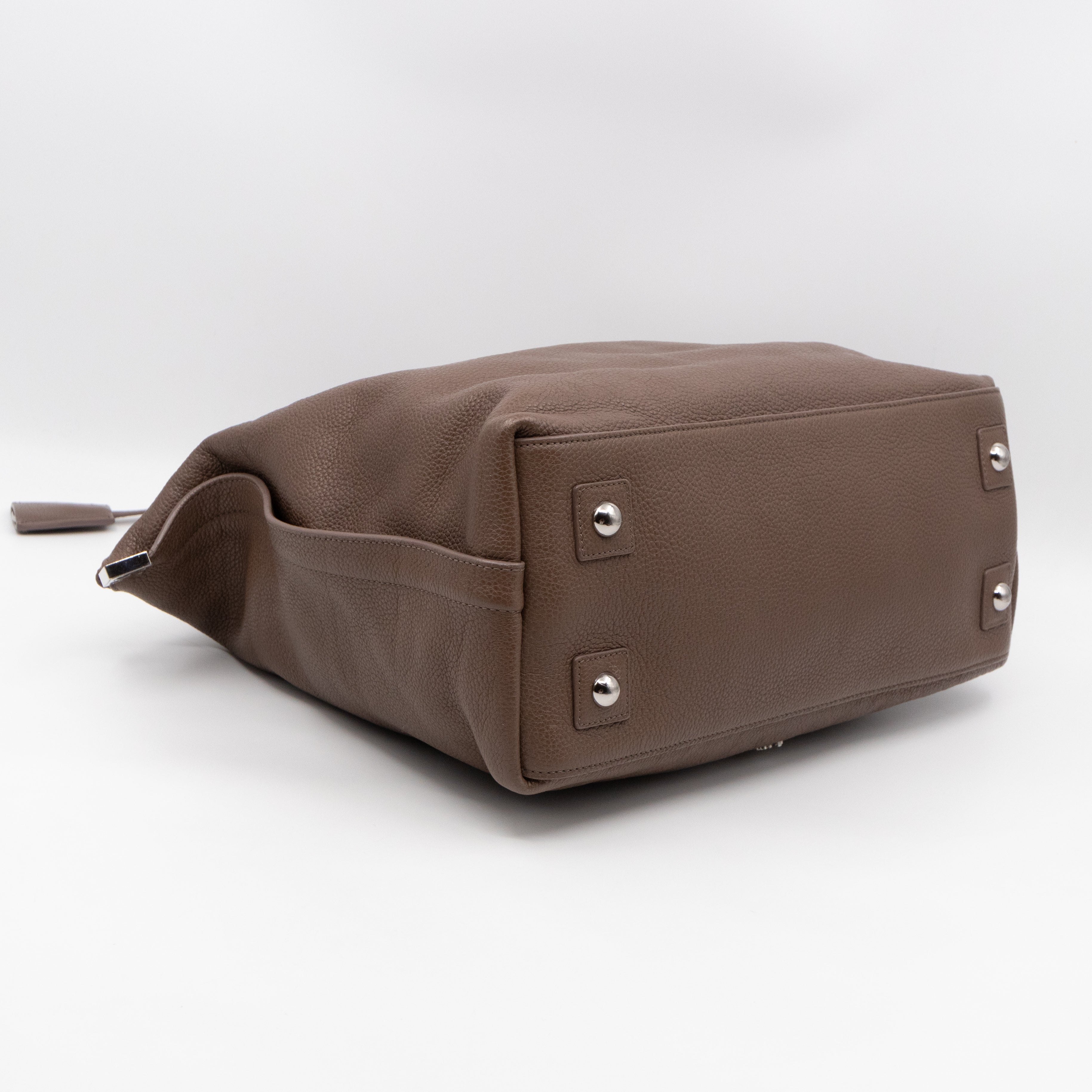 Large Alice Zipped Tote Brown Grain Leather
