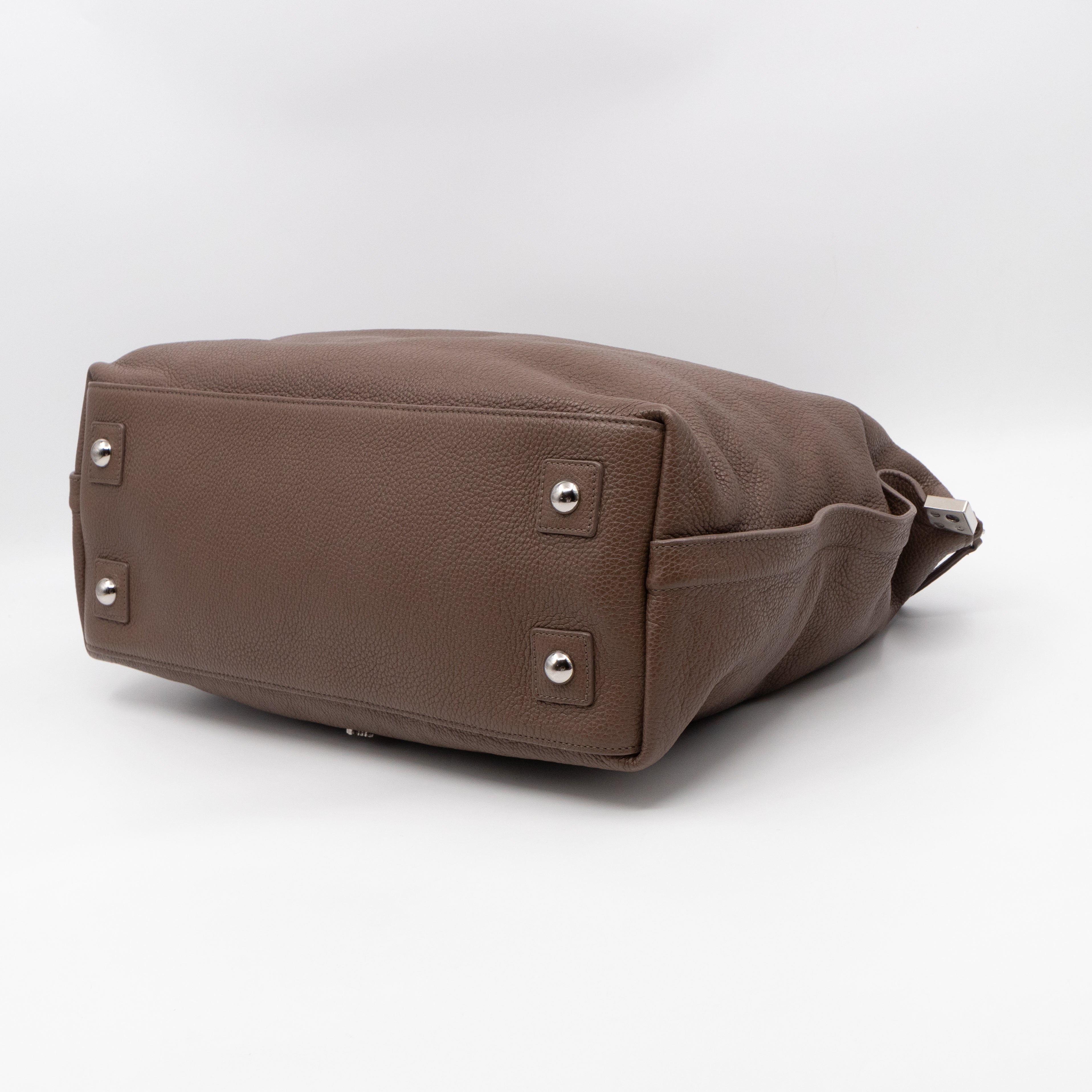 Large Alice Zipped Tote Brown Grain Leather