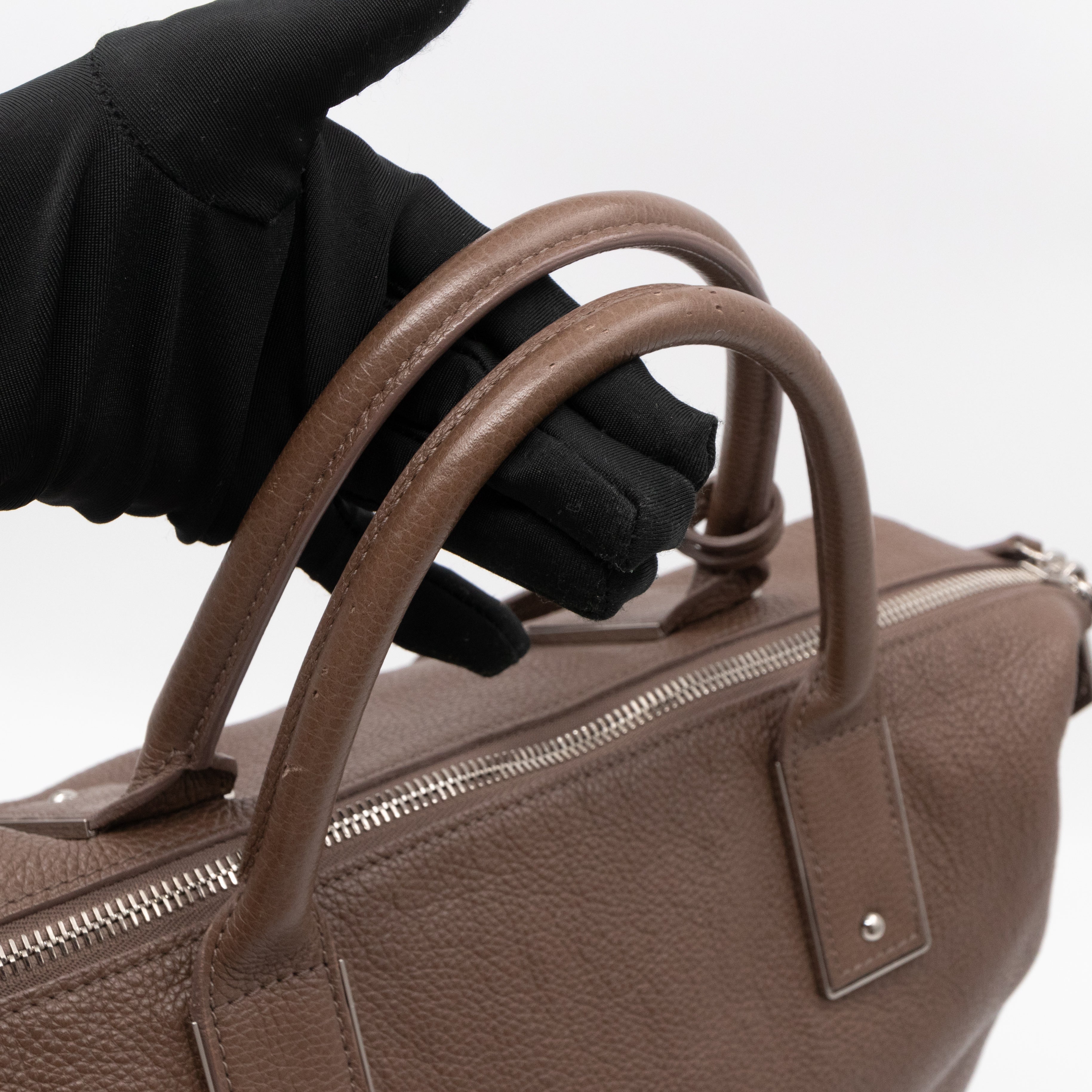 Large Alice Zipped Tote Brown Grain Leather