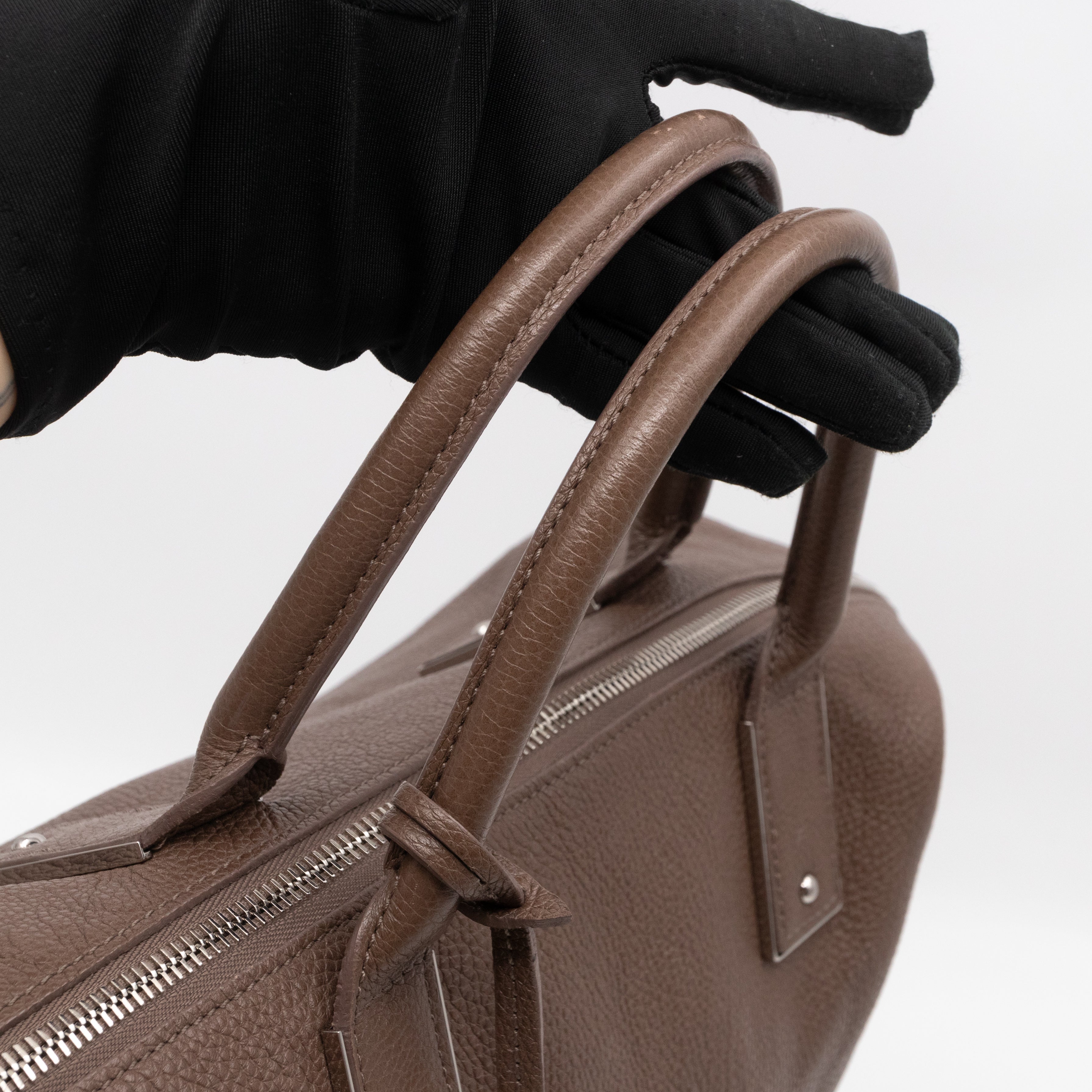 Large Alice Zipped Tote Brown Grain Leather