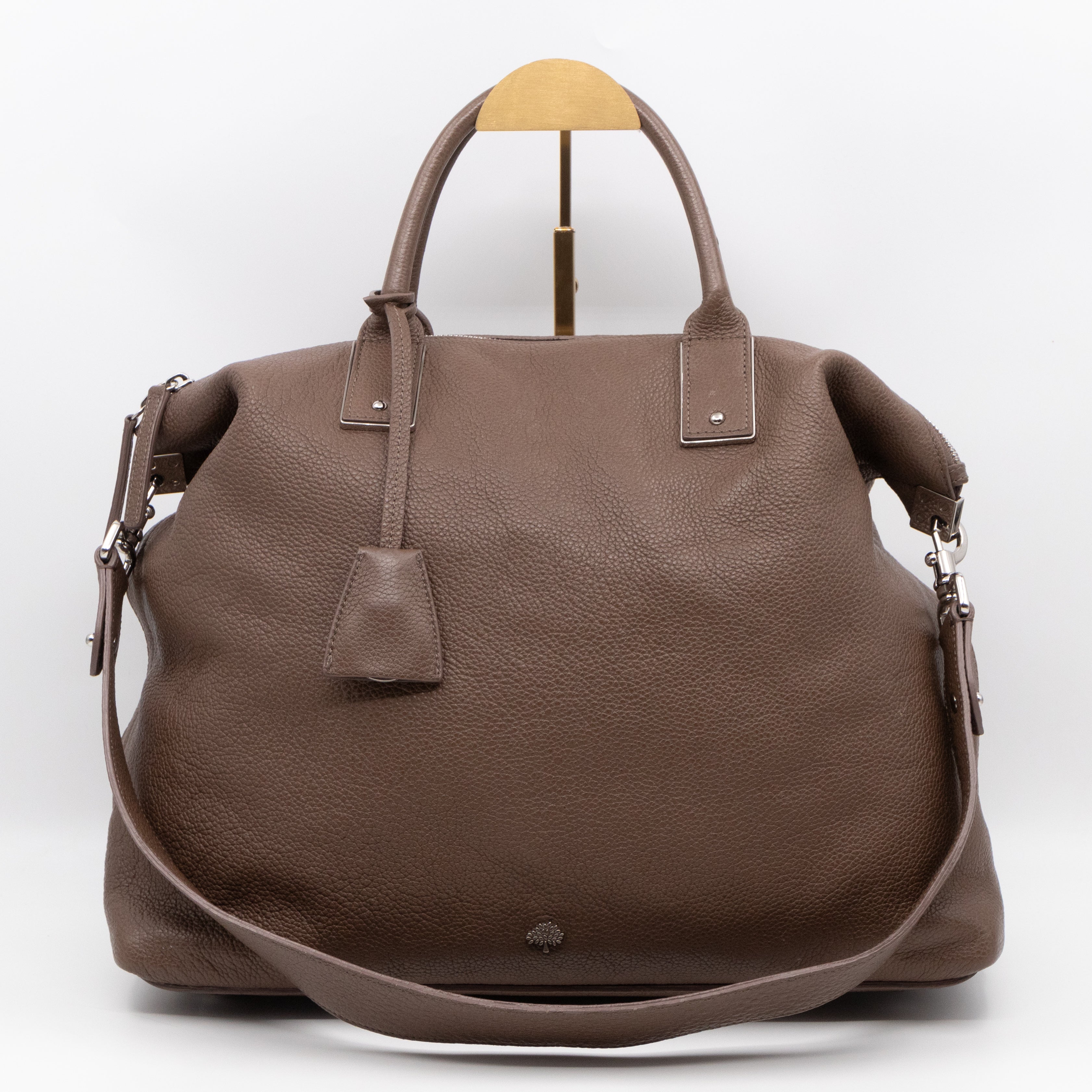 Large Alice Zipped Tote Brown Grain Leather