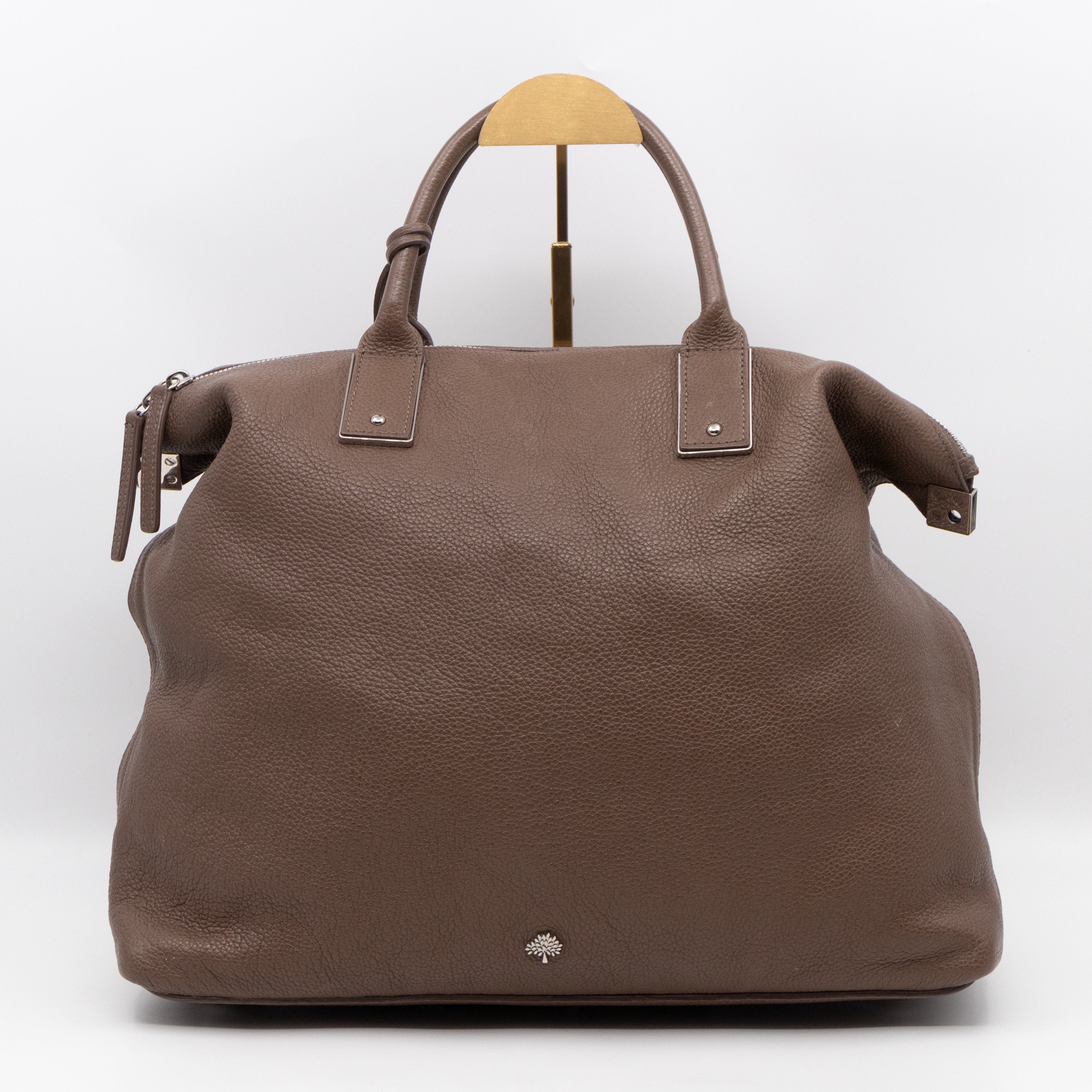 Large Alice Zipped Tote Brown Grain Leather