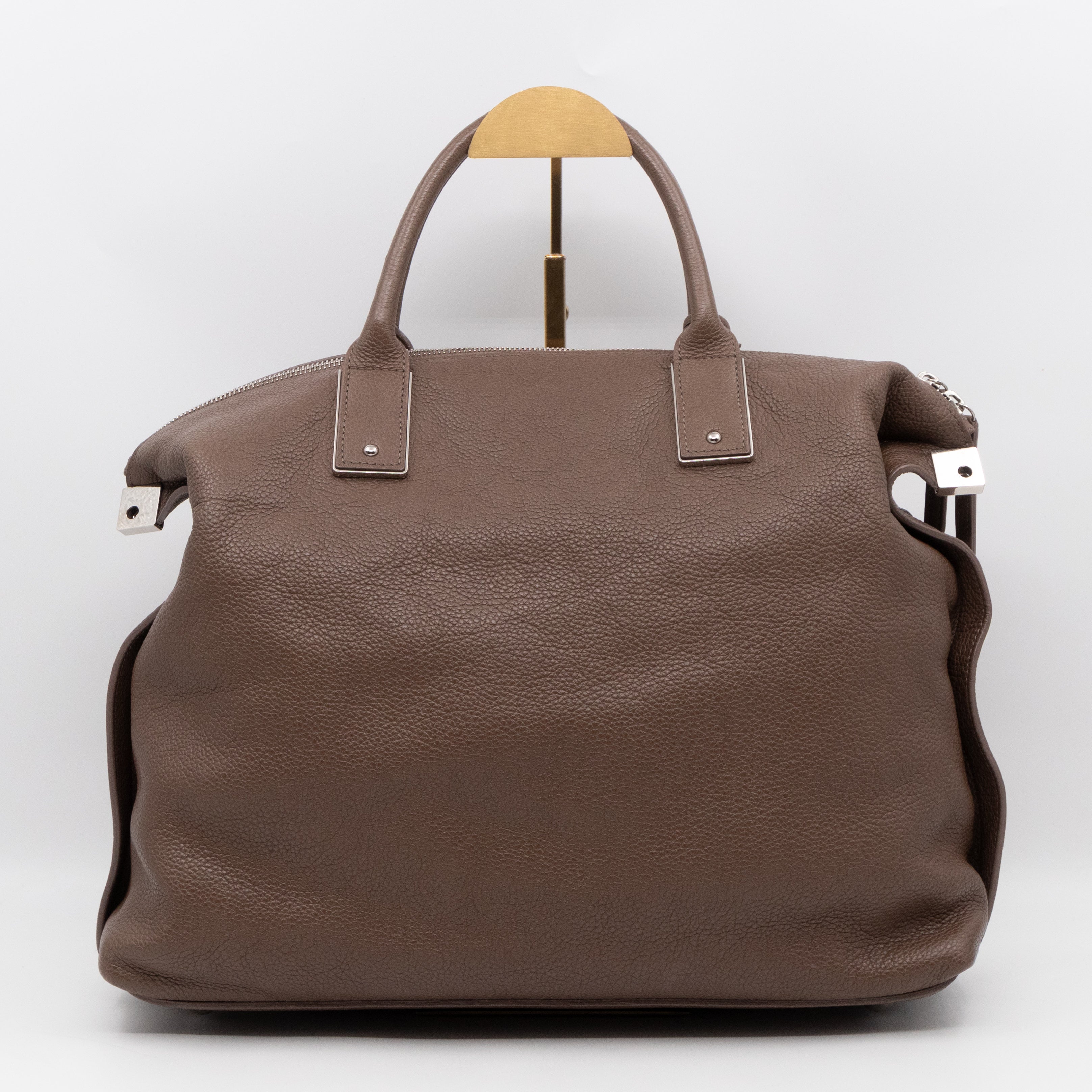 Large Alice Zipped Tote Brown Grain Leather