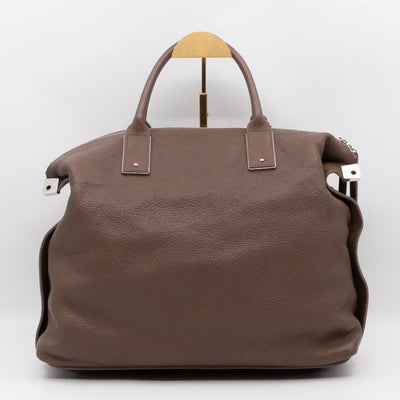 Large Alice Zipped Tote Brown Grain Leather