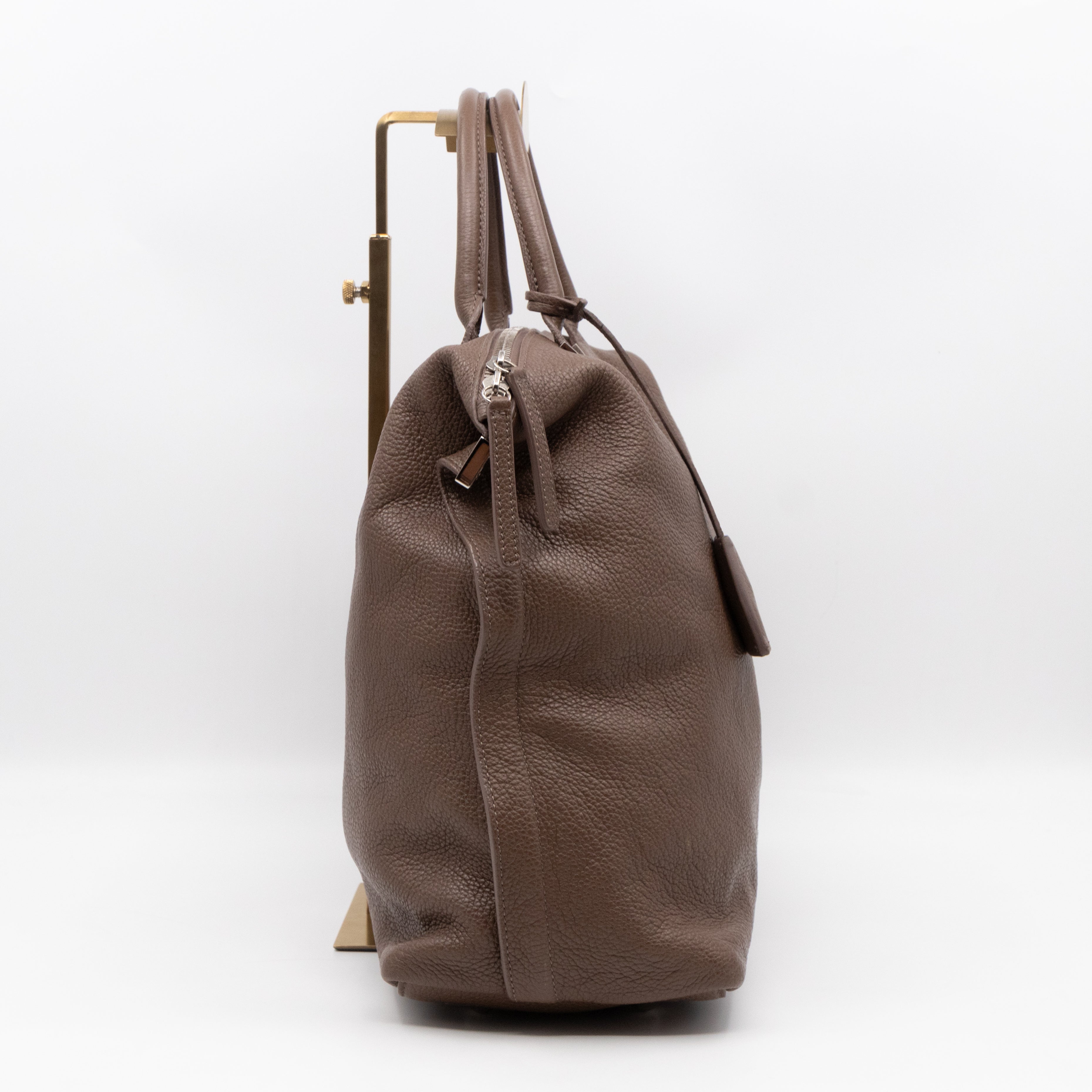 Large Alice Zipped Tote Brown Grain Leather