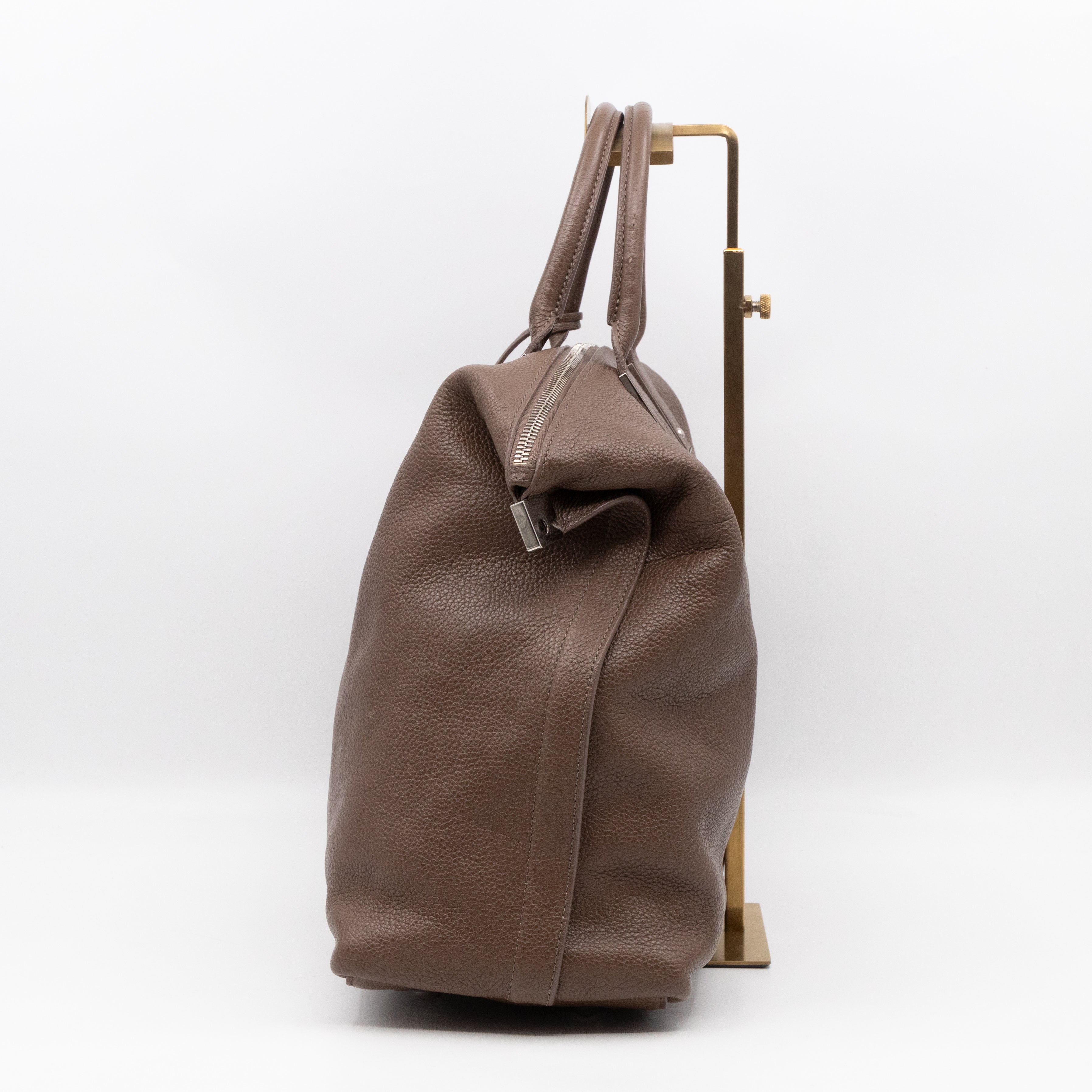 Large Alice Zipped Tote Brown Grain Leather