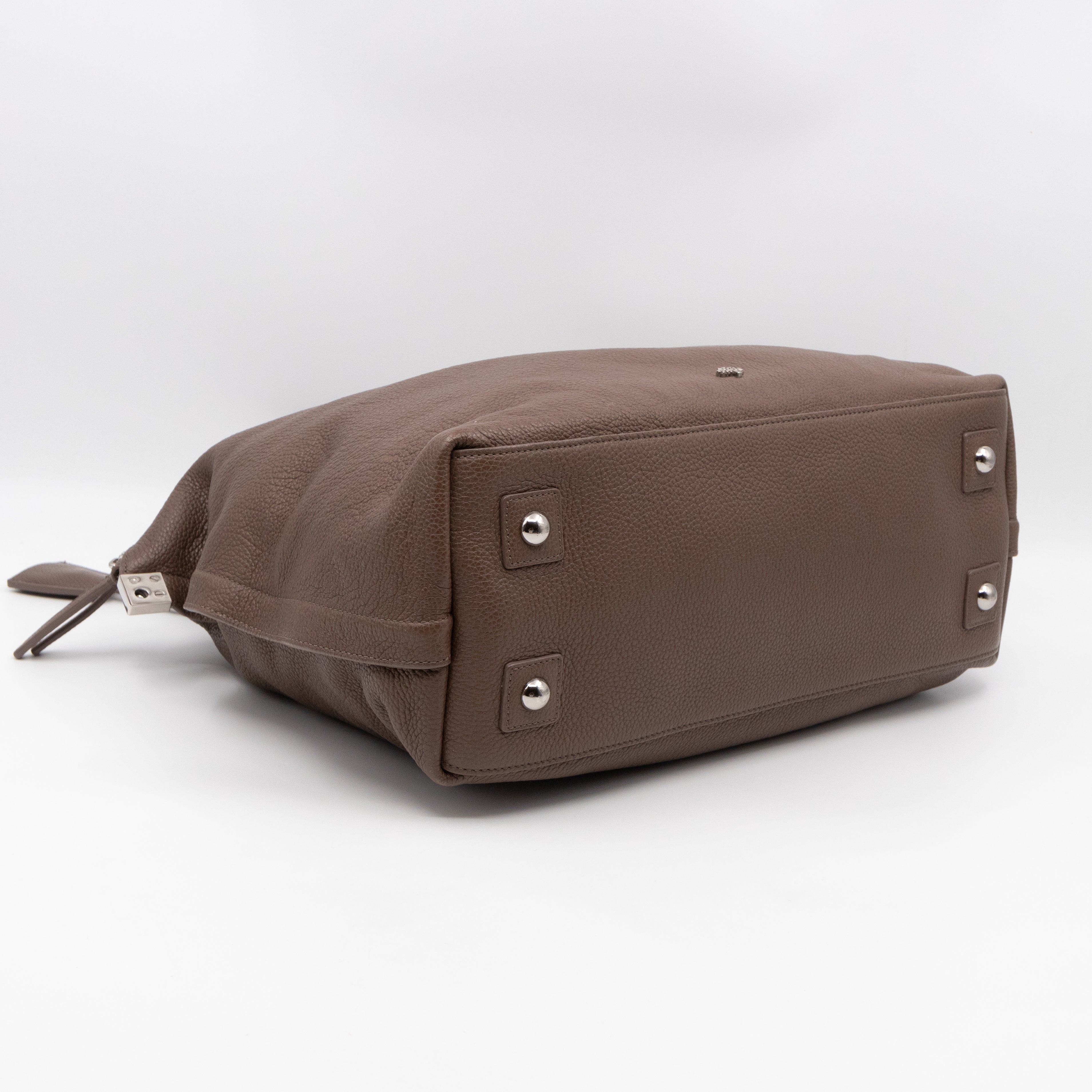 Large Alice Zipped Tote Brown Grain Leather
