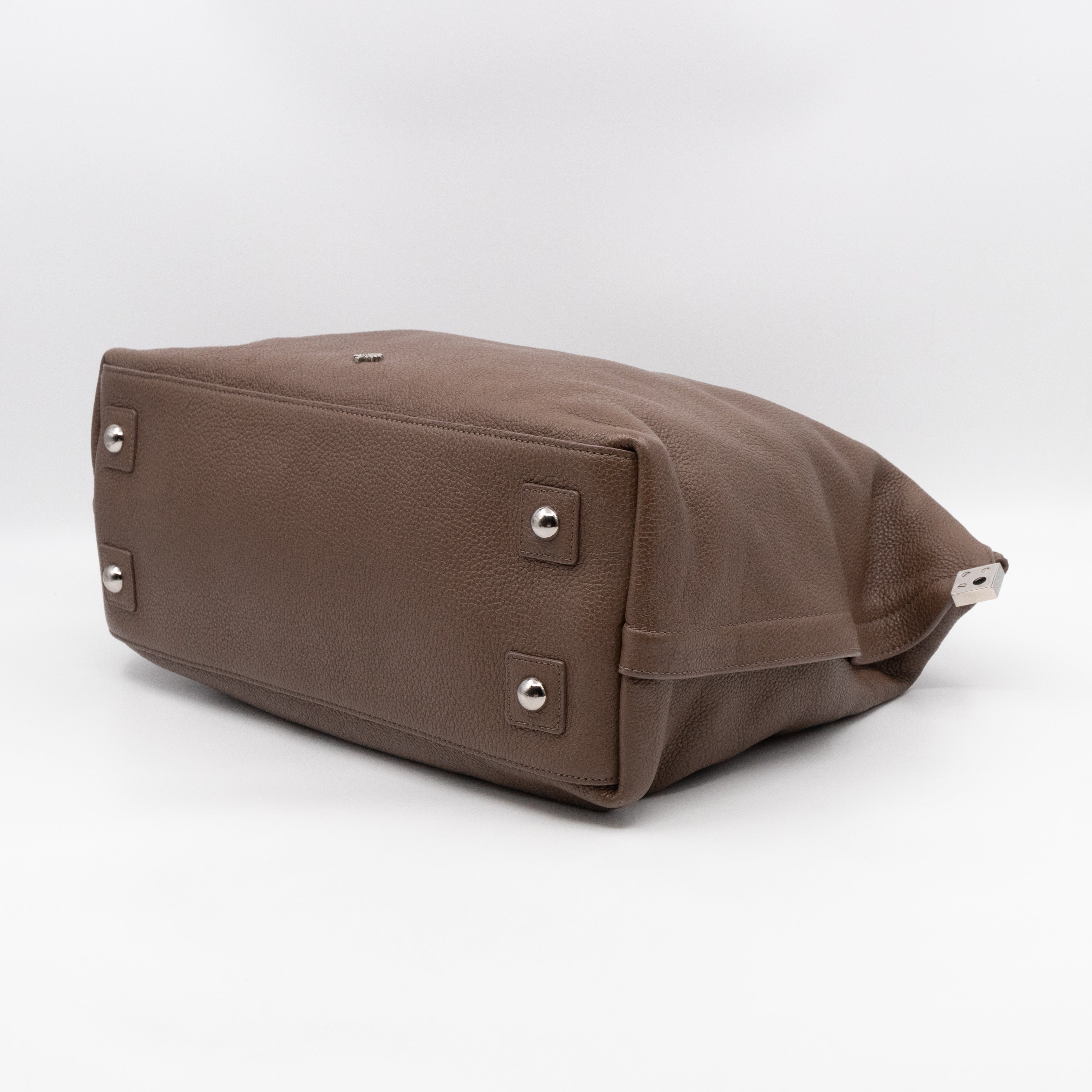 Large Alice Zipped Tote Brown Grain Leather