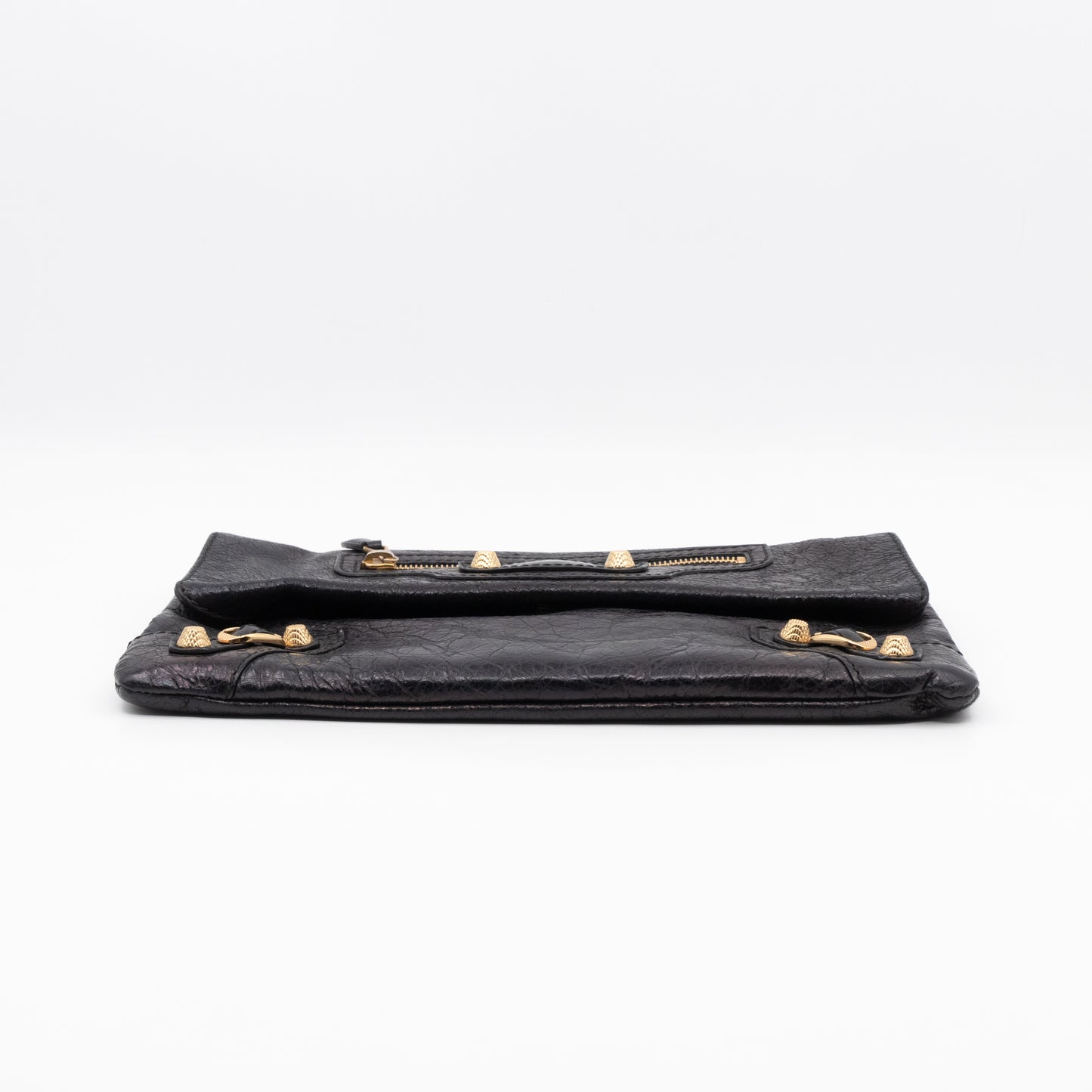 Giant 21 Envelope Clutch Black Leather Gold