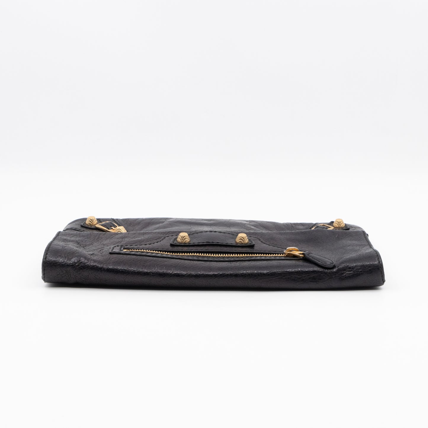 Giant 21 Envelope Clutch Black Leather Gold