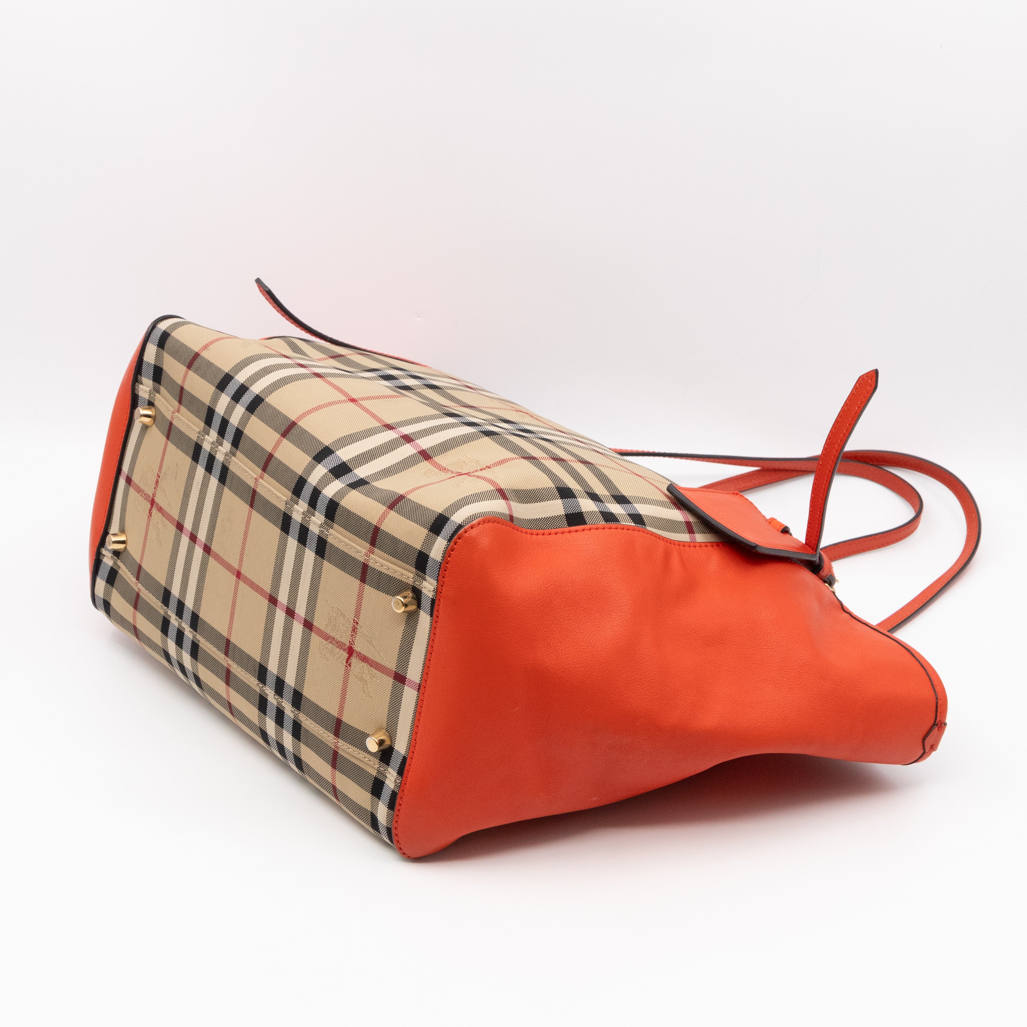 Small Canterbury Tote Haymarket Check Orange Leather