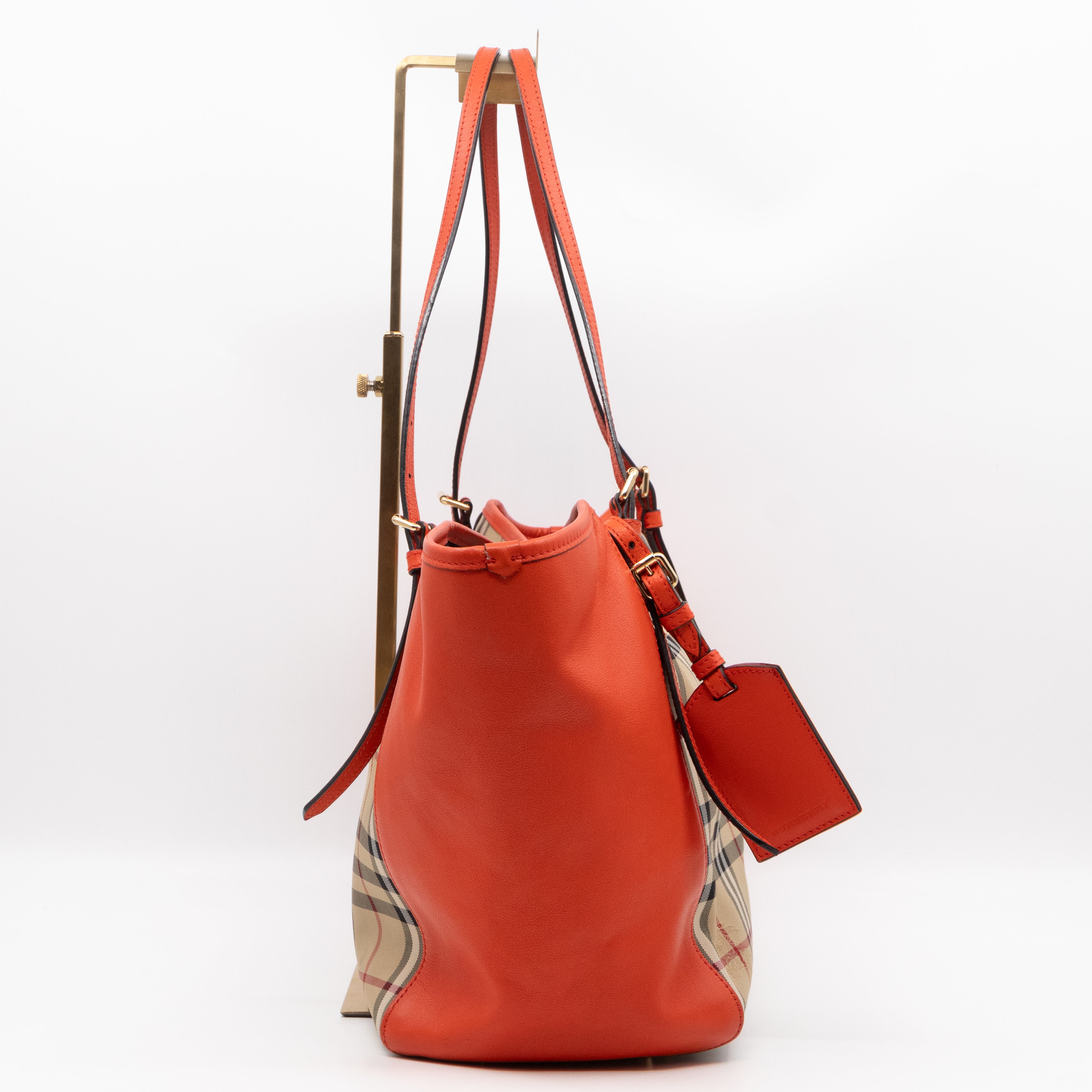 Small Canterbury Tote Haymarket Check Orange Leather