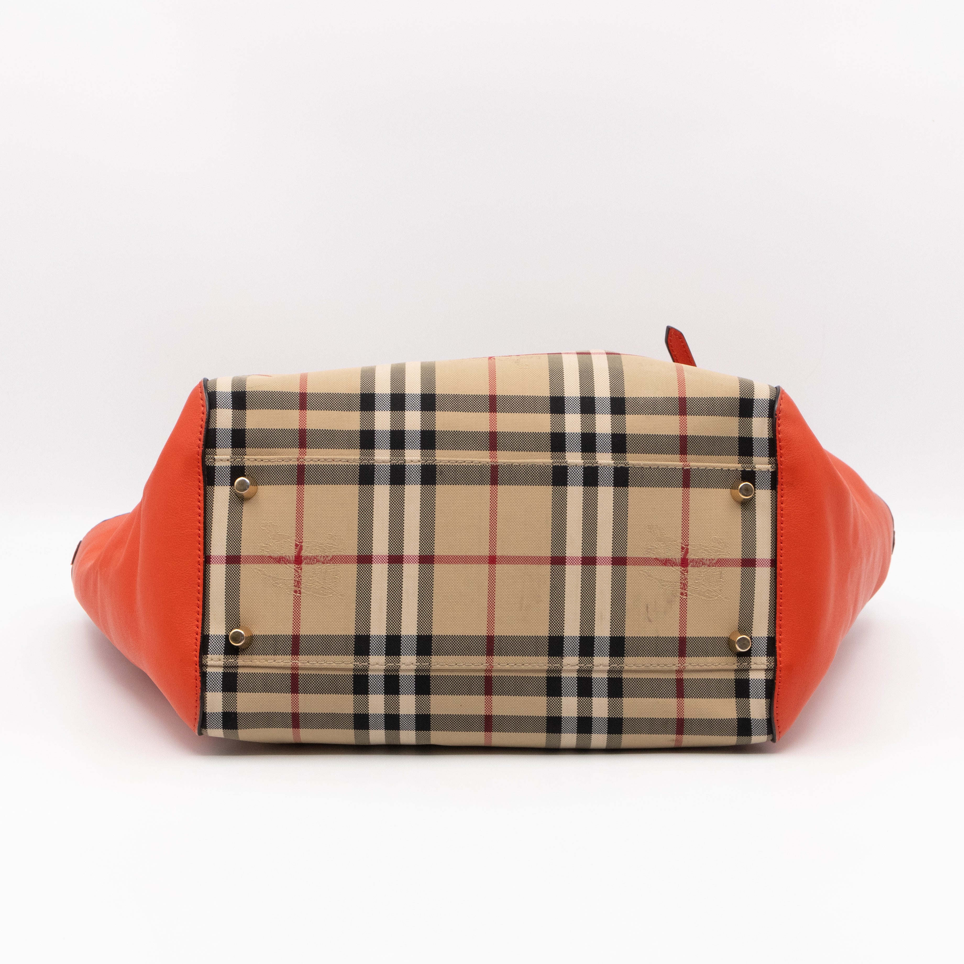 Small Canterbury Tote Haymarket Check Orange Leather