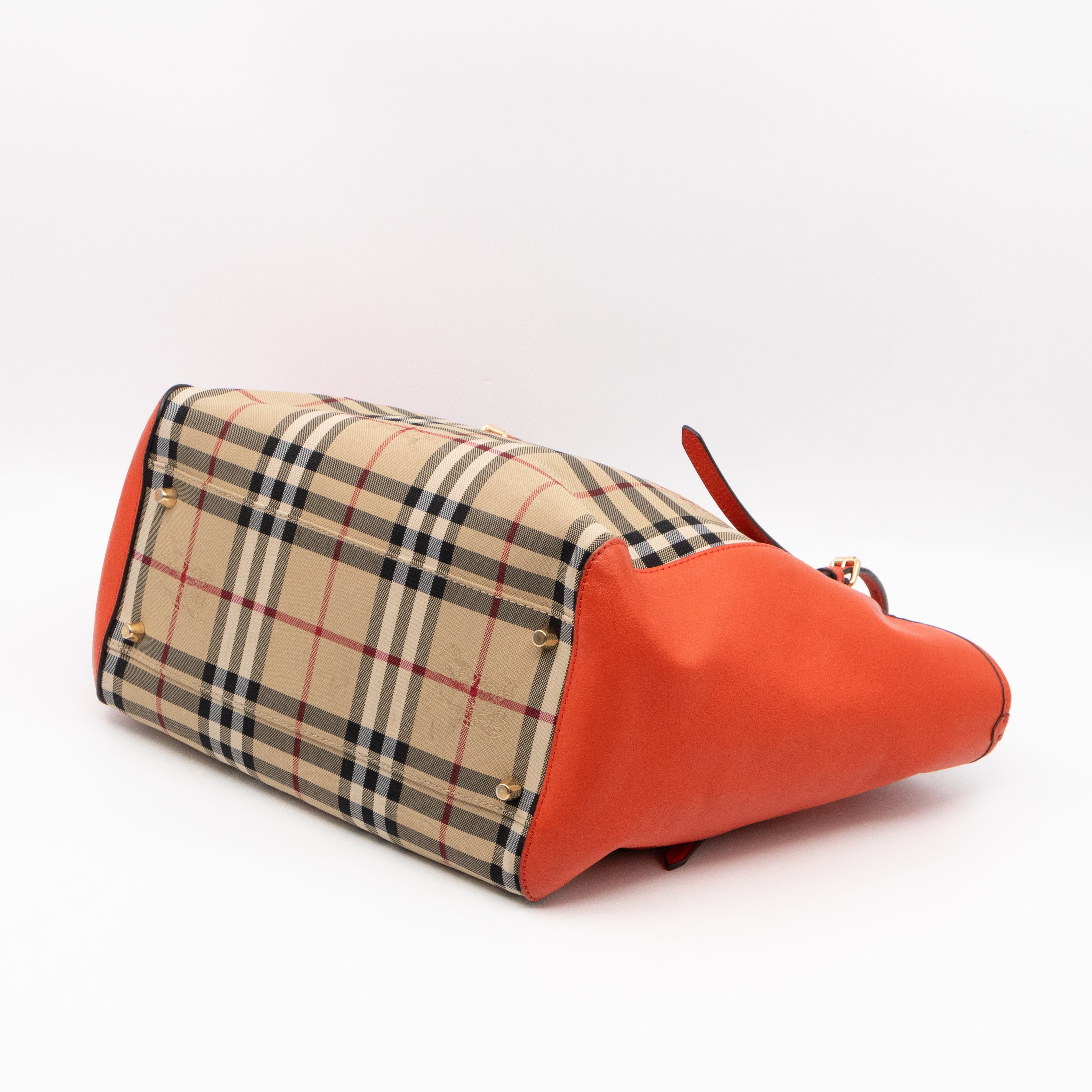Small Canterbury Tote Haymarket Check Orange Leather