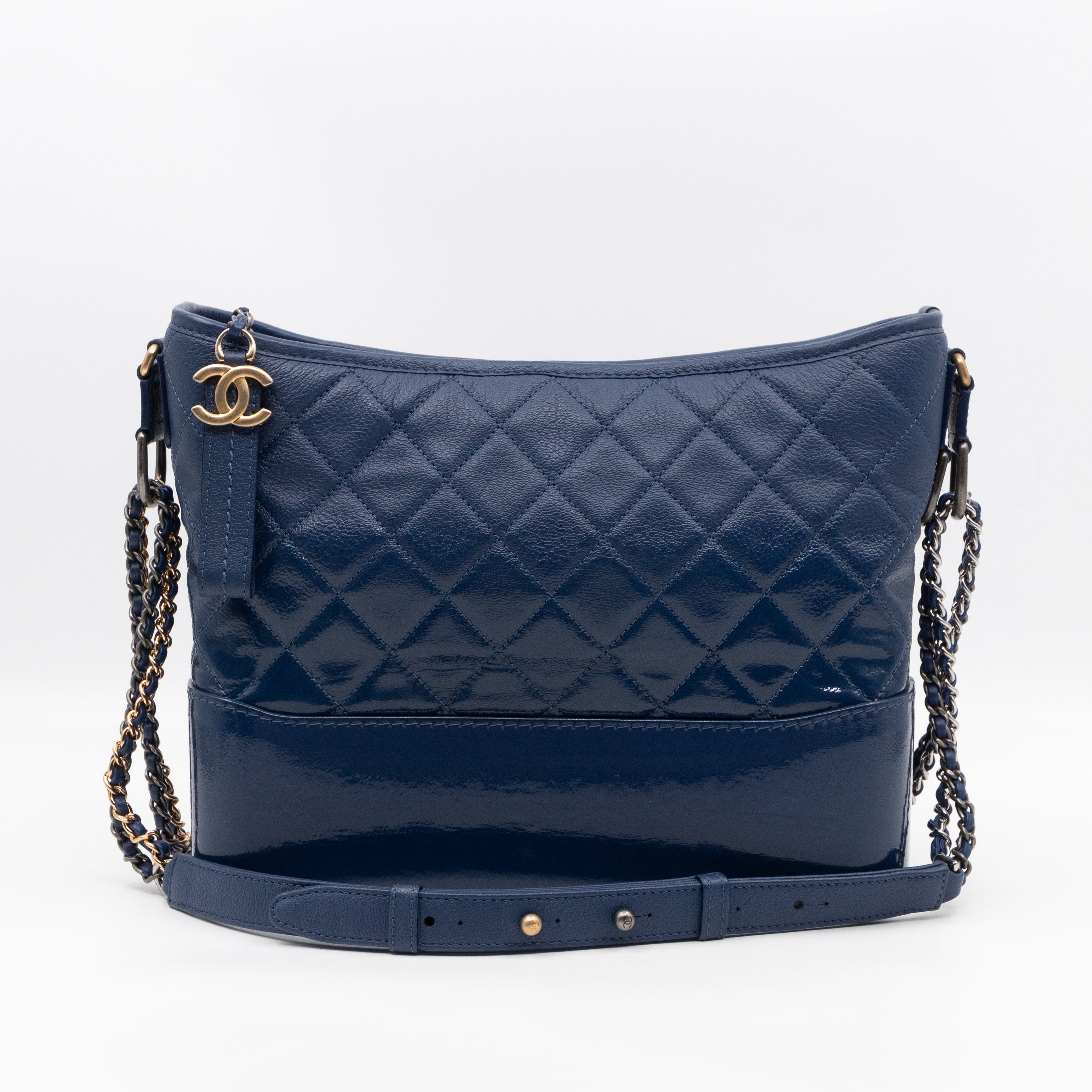 Gabrielle Hobo Large Dark Blue Goatskin Leather