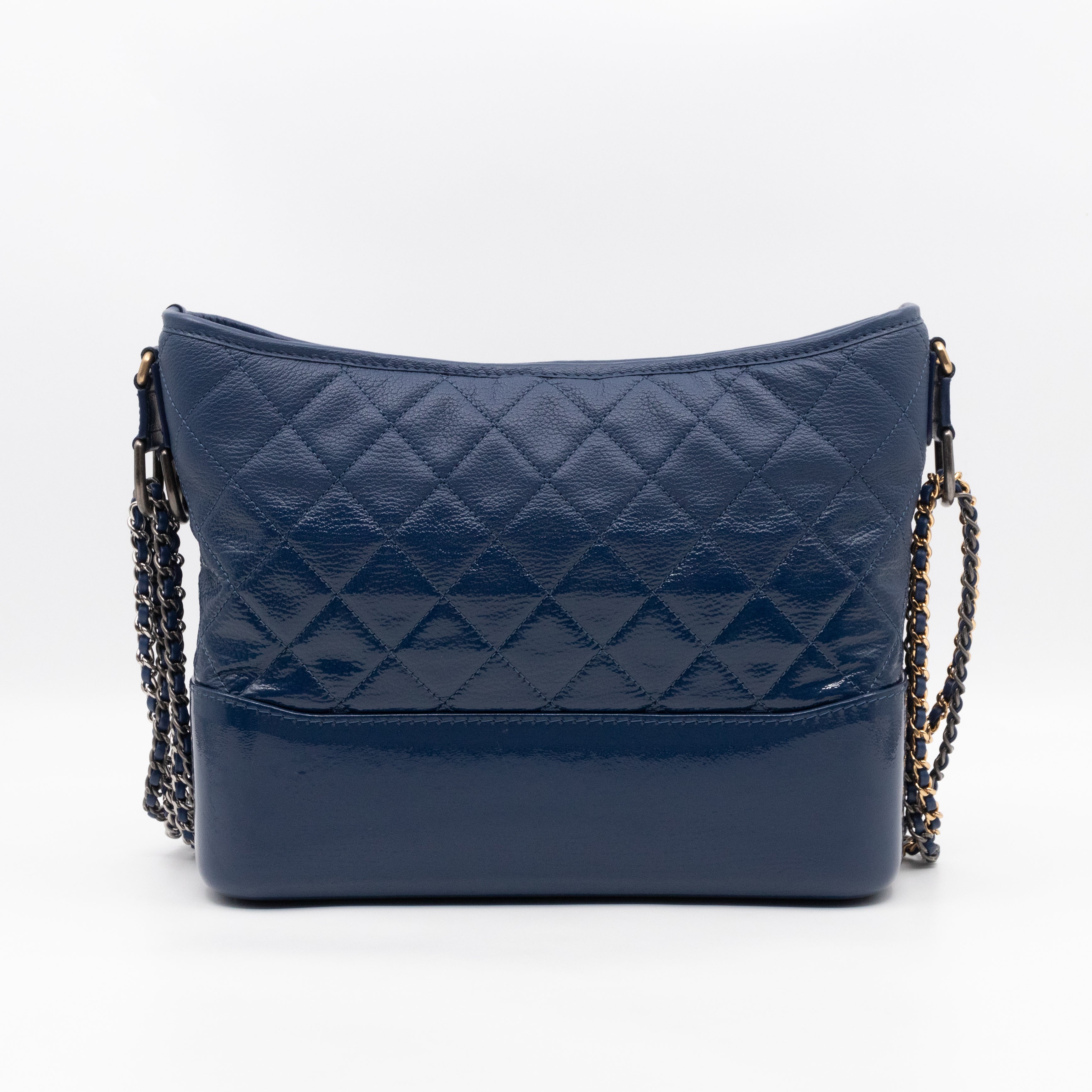 Gabrielle Hobo Large Dark Blue Goatskin Leather